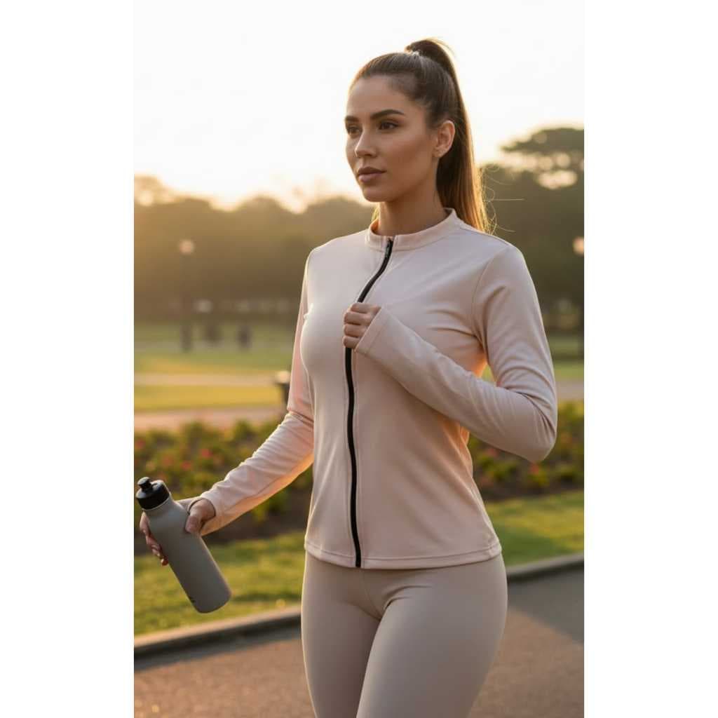 JAQUETA FEMININA  DRY FIT HELANCA SLIM ZÍPER  CAMINHADA TREINO ACADEMIA PROTEÇAO SOLAR UV