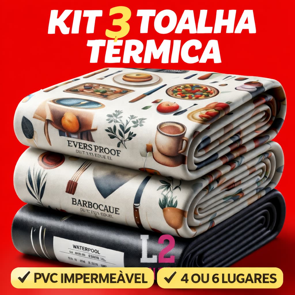 3 Toalhas de Mesa Térmica PVC Impermeável 4 ou 6 Lugares Estampadas