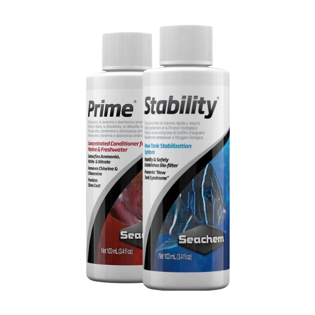 Kit Seachem Prime + Stability Removedor de Cloro e Acelerador Biológico para Aquários, Lago e Fontes