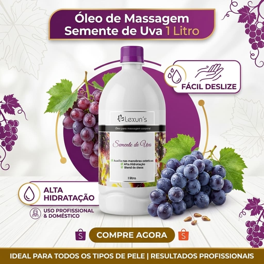 Óleo de Massagem Semente de Uva - 1 litro
