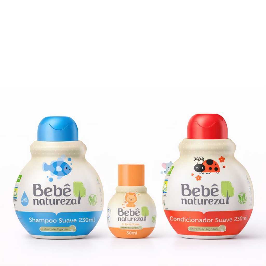 Kit Bebê Natureza | Shampoo + Condicionador + Colonia | Banho do bebê