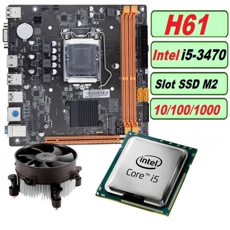 Kit UPGrade Processador Intel i5-3470 + Placa Mãe H61 Slot SSD M2 + Cooler gamer atx
