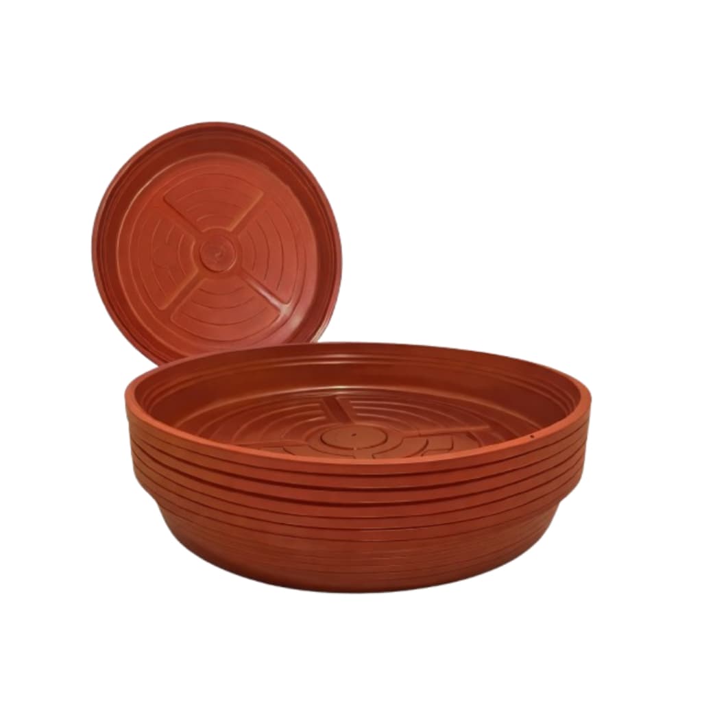 Kit 6 Prato Vaso De Planta Coletor Água Plástico Marrom Com Furos Suspenso - Pequeno Médio Grande