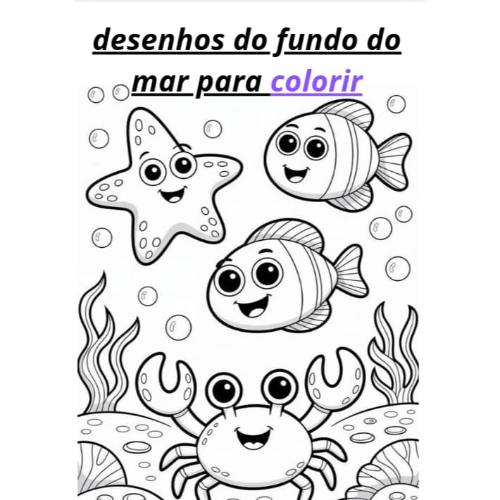 DESENHOS DO FUNDO DO MAR para colorir- FOLHAS SOLTAS 75g