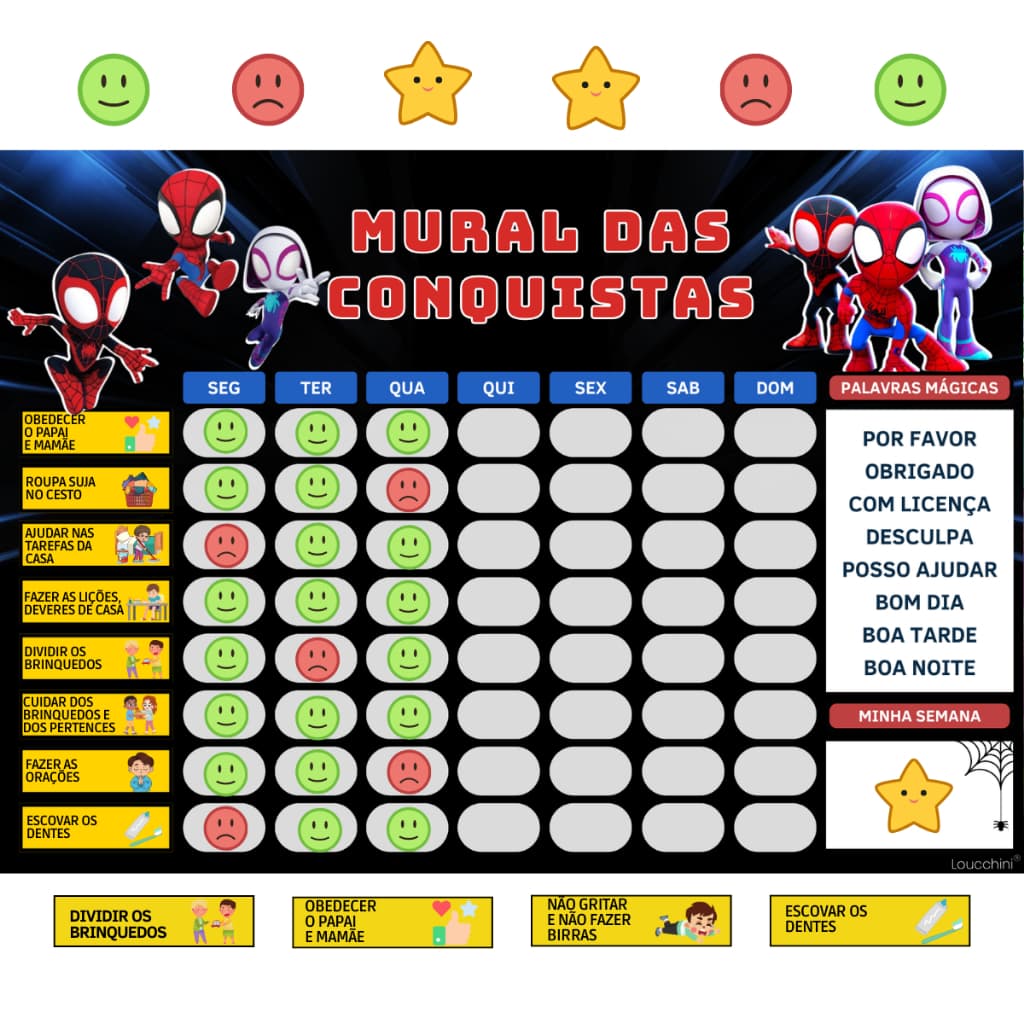 Quadro Rotina Diária E Tarefas Infantil Tema Homem Aranha