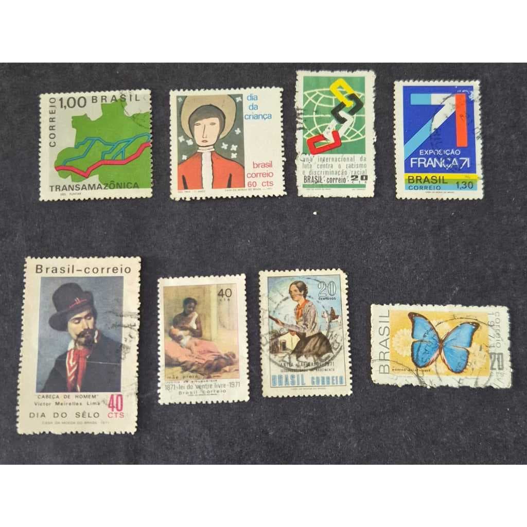Lote com 8 selos usados dos correios de 1971, incluindo o C700 - Transamazônico lado oeste