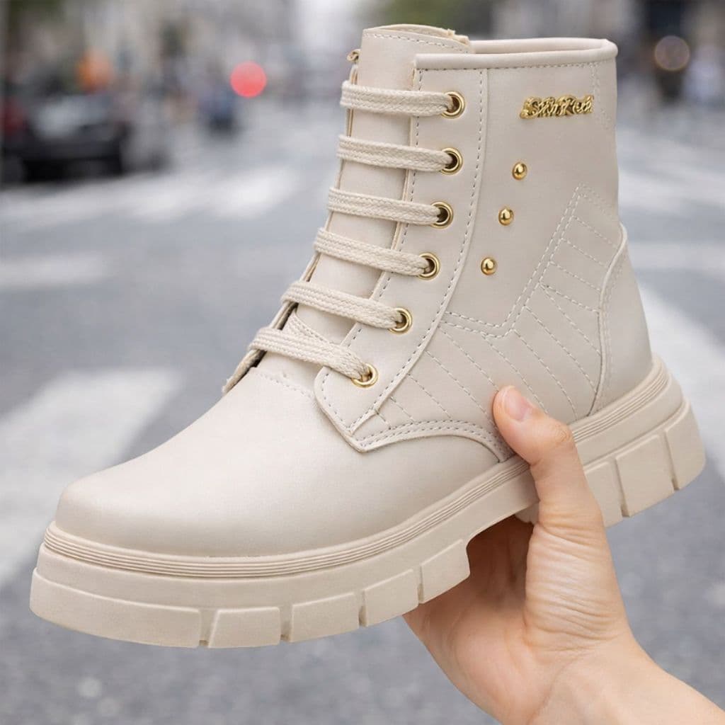 Bota Coturno Stilo Rosê Menina Tratorada Leve Confortável -2550