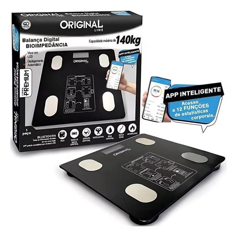 Balança Digital Corporal com Bioimpedância - Medição em Tempo Real, Conexão Bluetooth, Design Moderno