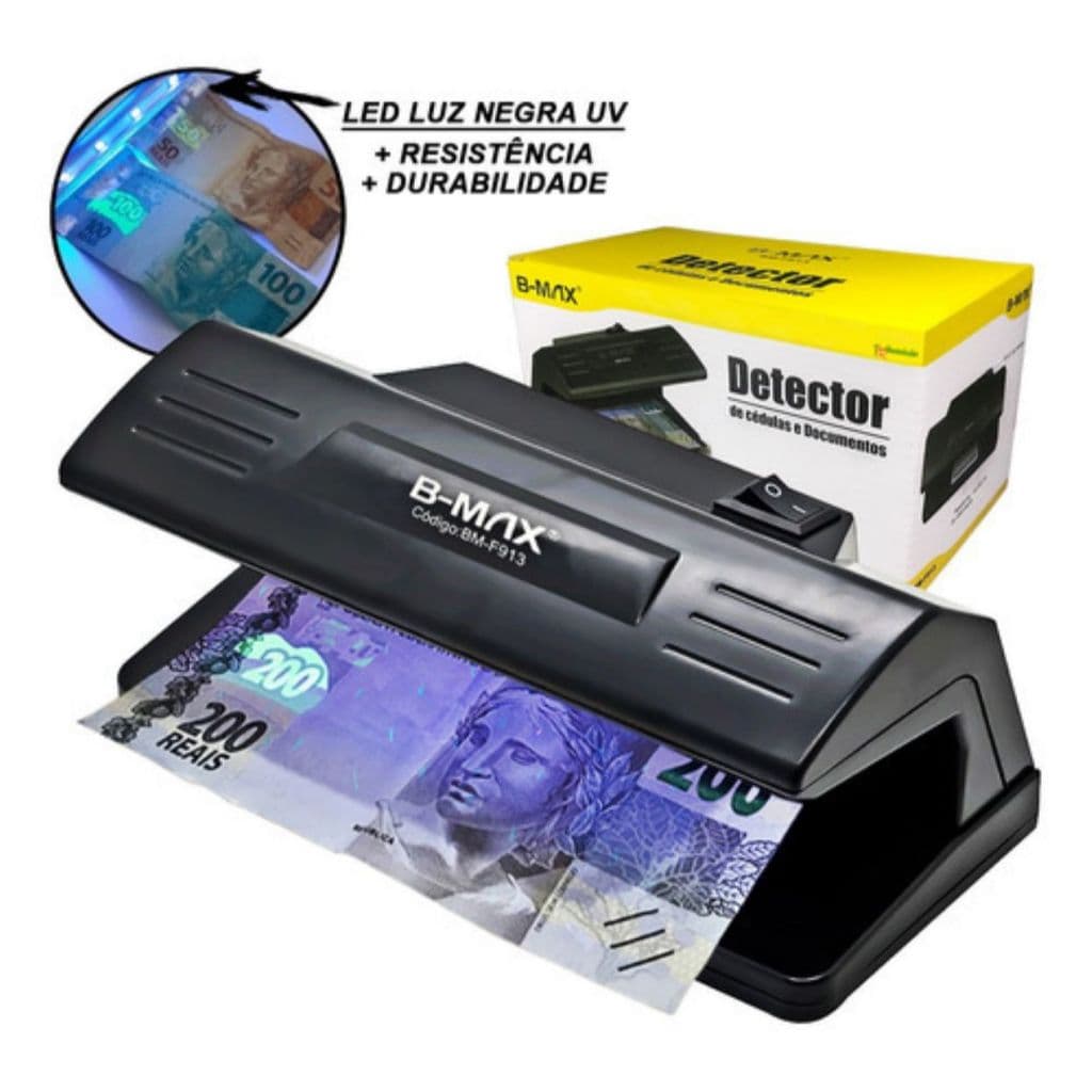 Detector Identificador De Dinheiro Nota Falsa Luz Negra Uv Bivolt Profissional Portátil