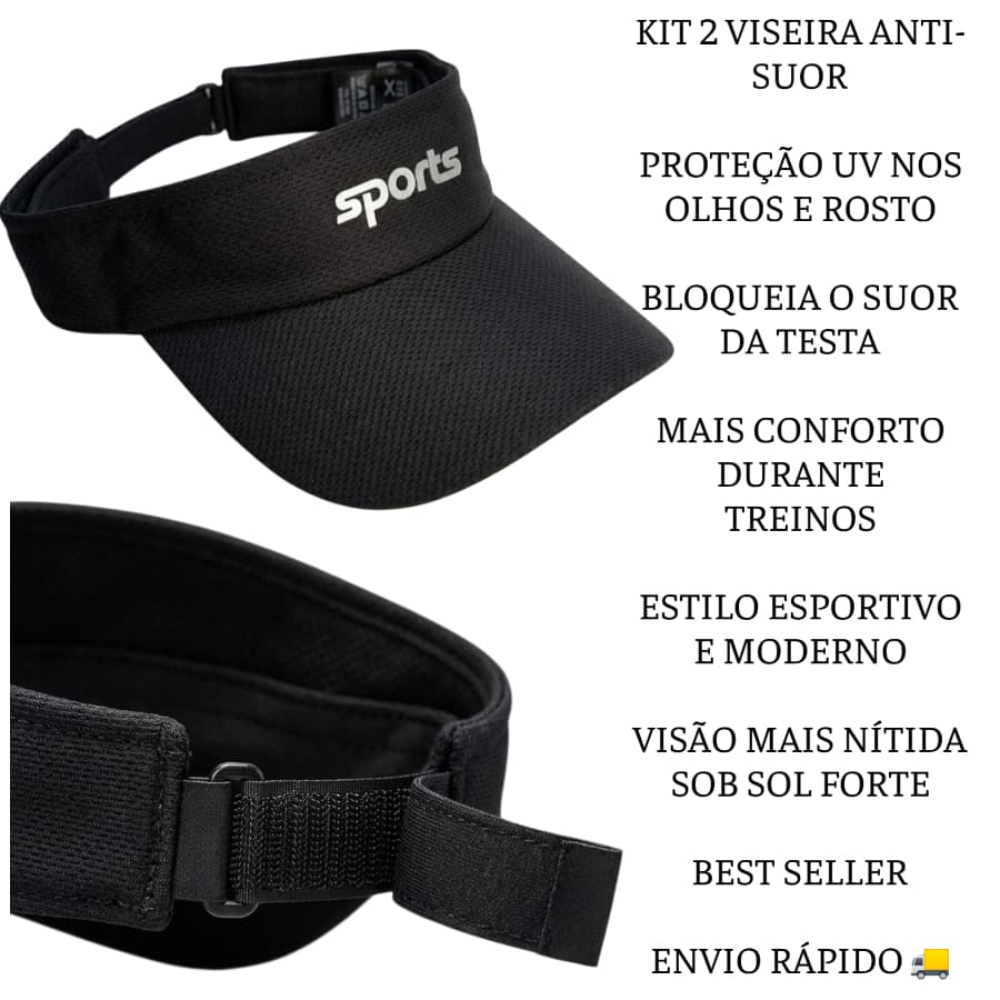 Kit 2 Viseiras Lisa Dry Fit Corrida Praia Caminhada Proteção UV Ajustável Boné Esporte Masculina e Feminino