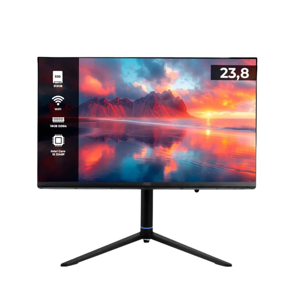 Computador All In One 23.8” AOC i7-13620H 16GB 512GB SSD Full HD Windows 11 Pro com UPS Preto