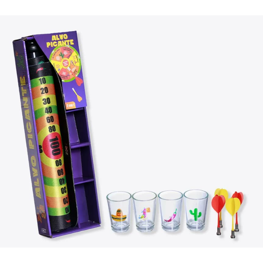Jogo Alvo Picante com shots e dardos diversão e desafio