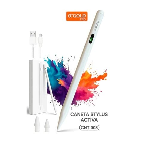 Caneta Touch Stylus A'Gold CNT-003 Redmi Pad SE 2 Samsung iPad Visor de Bateria Digital Alta Precisão - ENVIO IMEDIATO