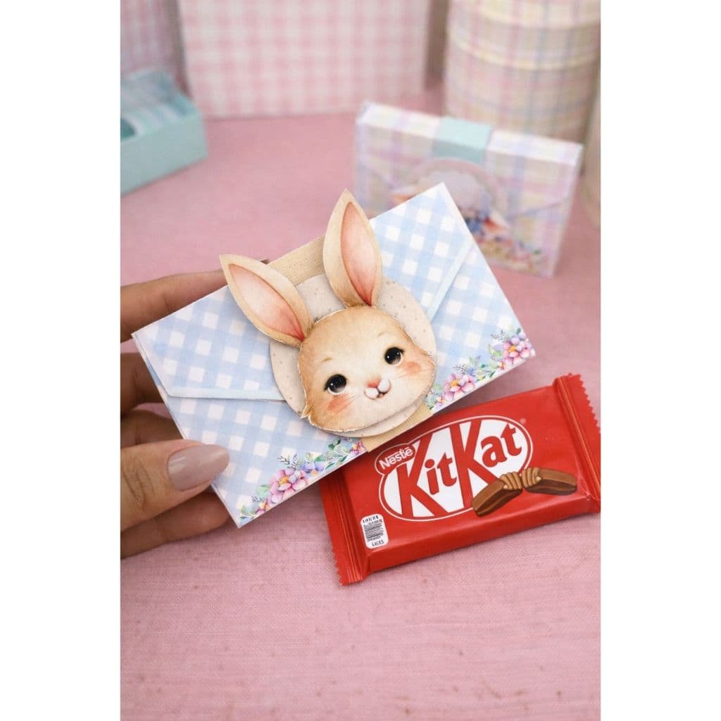 Caixinha Porta KitKat Páscoa Coelhinho - Lembrancinha Porta Chocolate (Kit com 10 ou 20 Unidades)