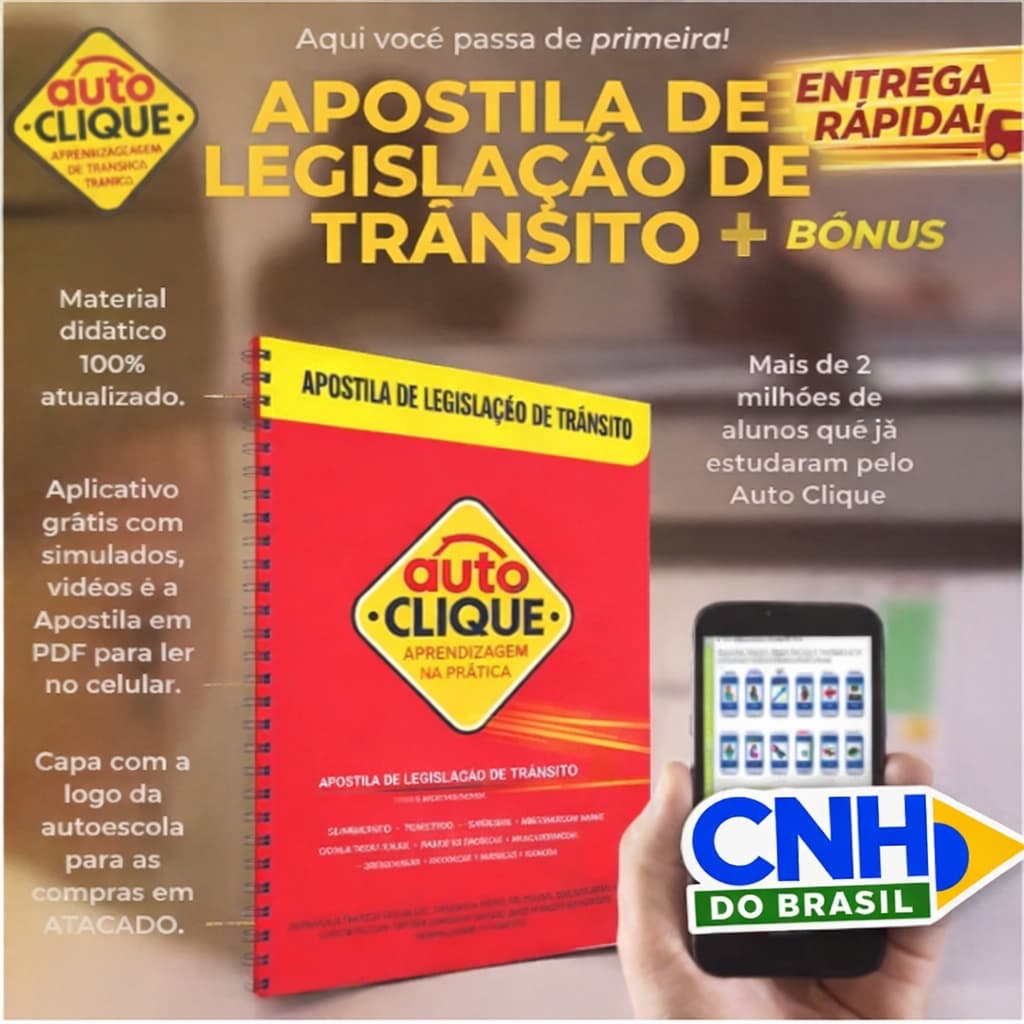 Apostila interativo de Legislação De Trânsito Versão CNH DO BRASIL  para 1º habilitação Com acesso ao App De Estudos