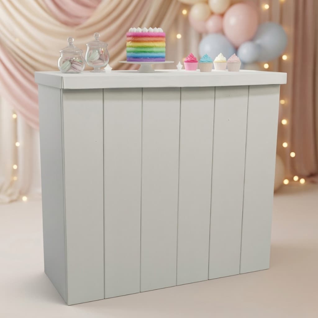 Cômoda Fake Branca Mesa MDF Festa Aniversário Eventos Desmontável