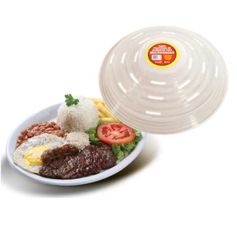 Tampa Protetora para Micro-ondas - Transparente, Fácil de Limpar, Diâmetro 25,5