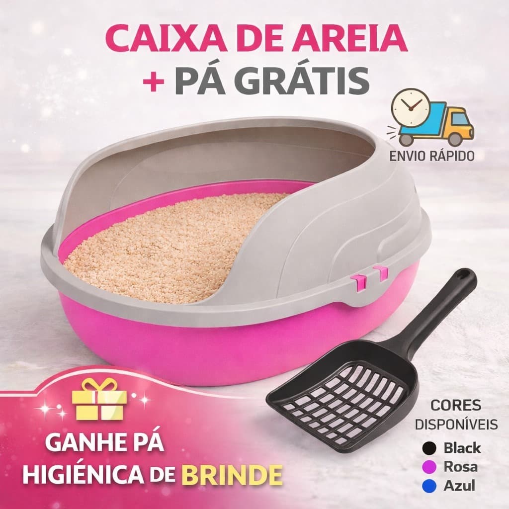 Caixa de Areia Sanitária Bandeja Higiênica Furba Com arco para Gato + BRINDE