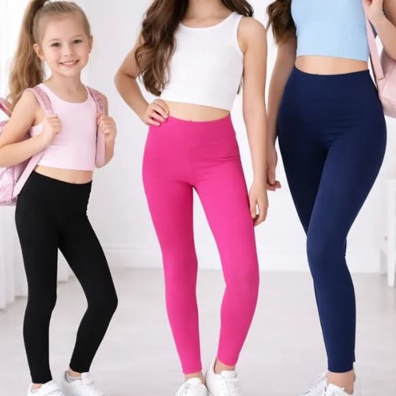 Kit 3 Calça Legging Menina infantil Juvenil 4 a 14 anos Lisa Dia Dia Escola Esporte