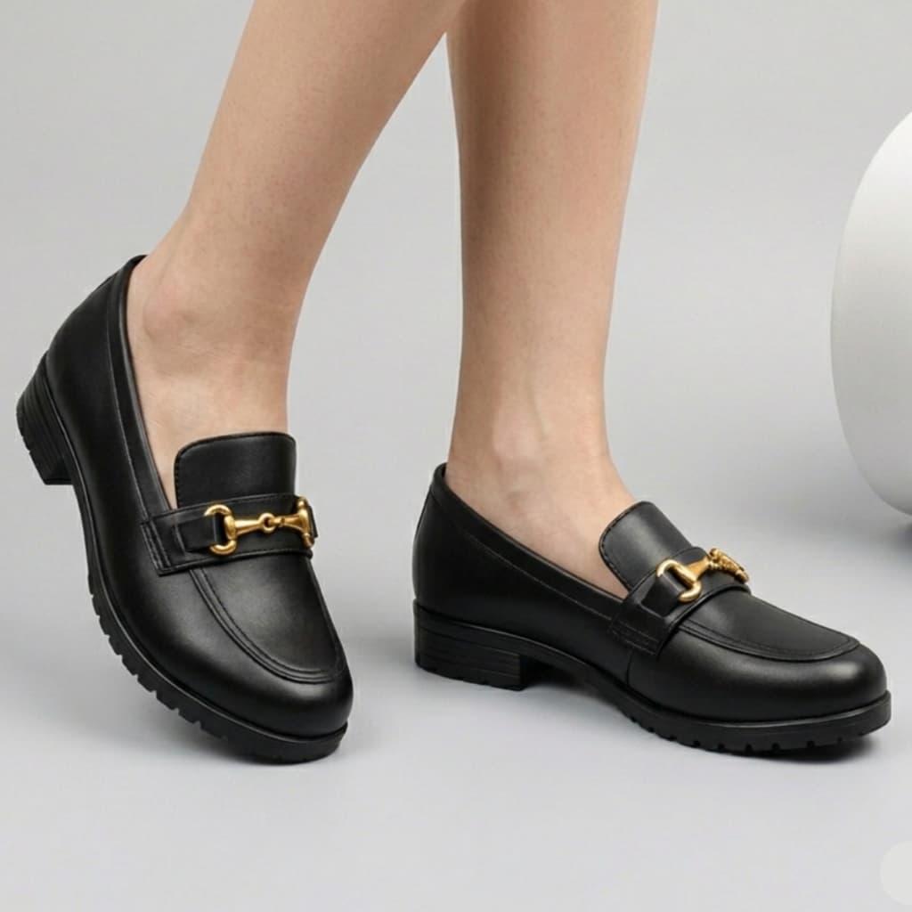 Sapato Feminino Mocassim Bico Quadrado Social Confortável Dia a Dia