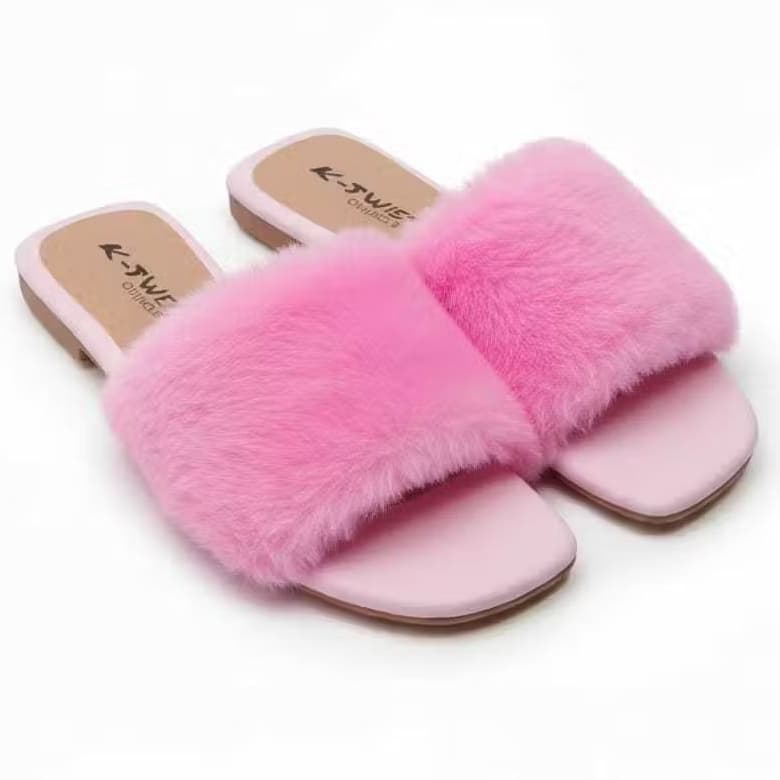 Pantufa Rasteirinha Pelúcia Luxo, Bico aberto, Rasteira com Pelinho Feminina - Chinelo de Quarto,  Do 34 ao 40