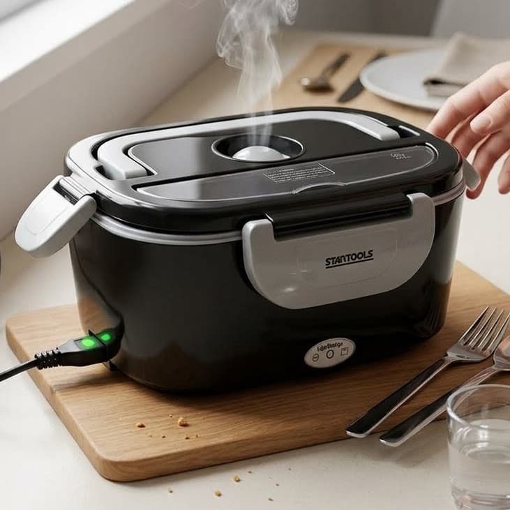 Marmita Marmiteira Elétrica Térmica Bivolt  – Preta | Aquece Refeições Rápido Aquece sem Micro-ondas