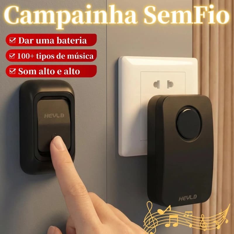 Campainha Residencial Sem Fio Longo Alcance Prova D'água Comercial Segurança Bivolt 110/220V 40+tipos música-HY-22/HY-07