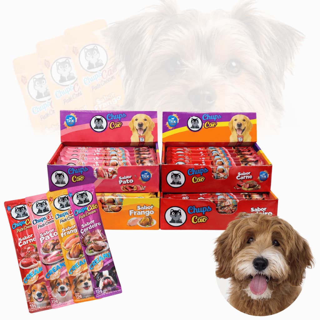 Petisco Para Cachorro ChupsCão 20 Unidades 15g Patê Sachê Snack Cremoso Alta Palatabilidade