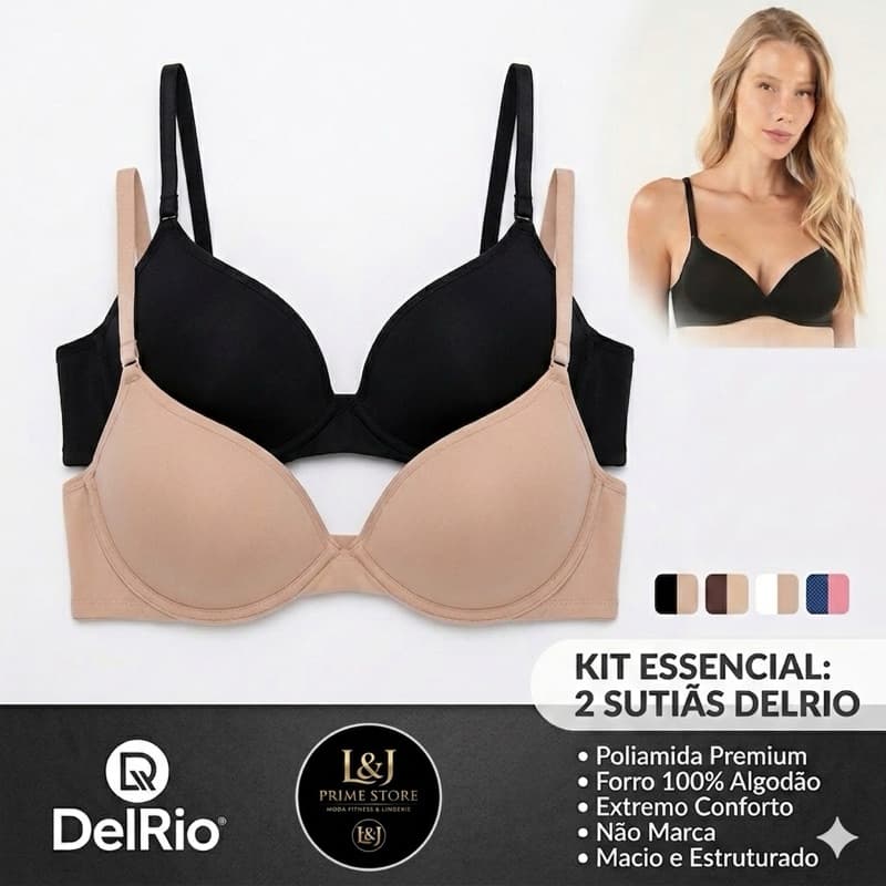 Kit 2 Sutiãs DelRio Poliamida Com Bojo