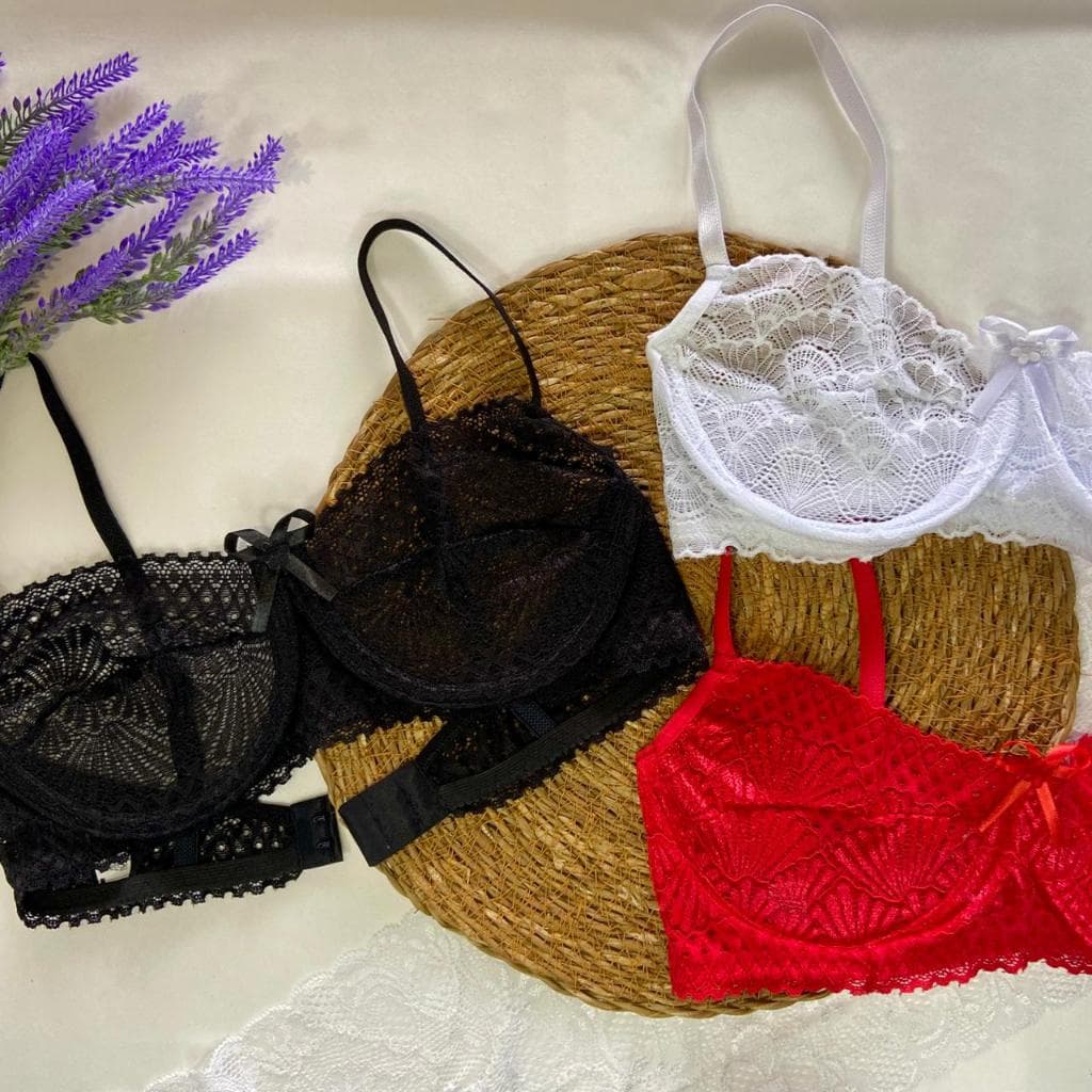 Sutiã de Renda sem Forro e sem Bojo com aro (Do P ao GG e 48 ao 54)