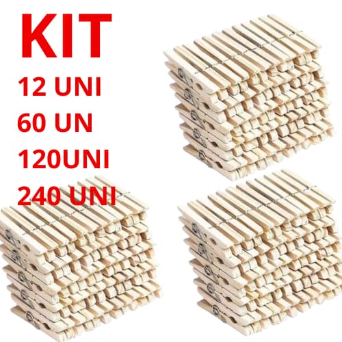 Kit 12 a 240 Grampos de Roupa Prendedores De Madeira para Roupas Pregadores de Roupa  Resiste
