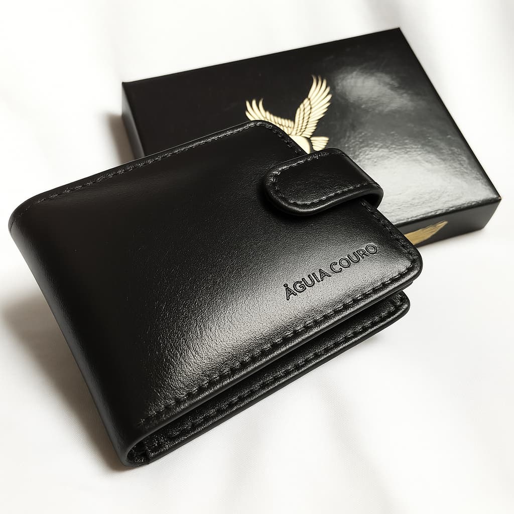 Carteira Masculina Couro 100% Legitimo Premium Com Fecho Completo com porta cartão