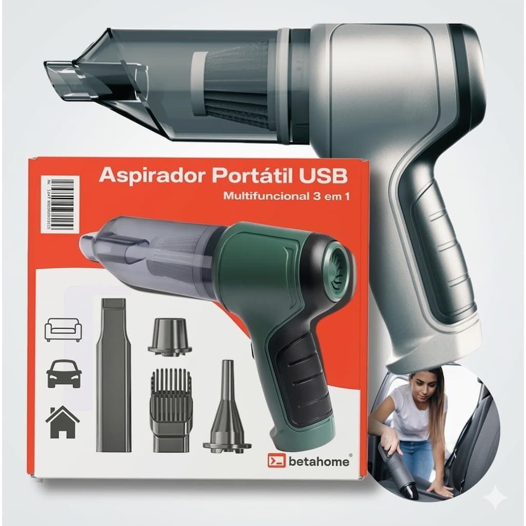 Mini Aspirador De Pó Soprador faz Vácuo 3 Em 1 Ar Portátil Usb Sem Fio Para Carro