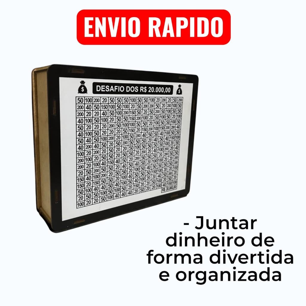 Desafio 20 Mil - Cofre em MDF para juntar Dinheiro - Motivação