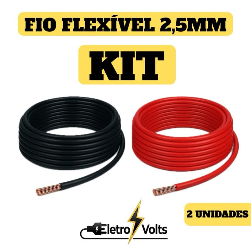Kit 2 Fio Elétrico 2 5mm 100 Metro 750v Cabo Flexivel 2,5mm 100m Anti-Chamas
