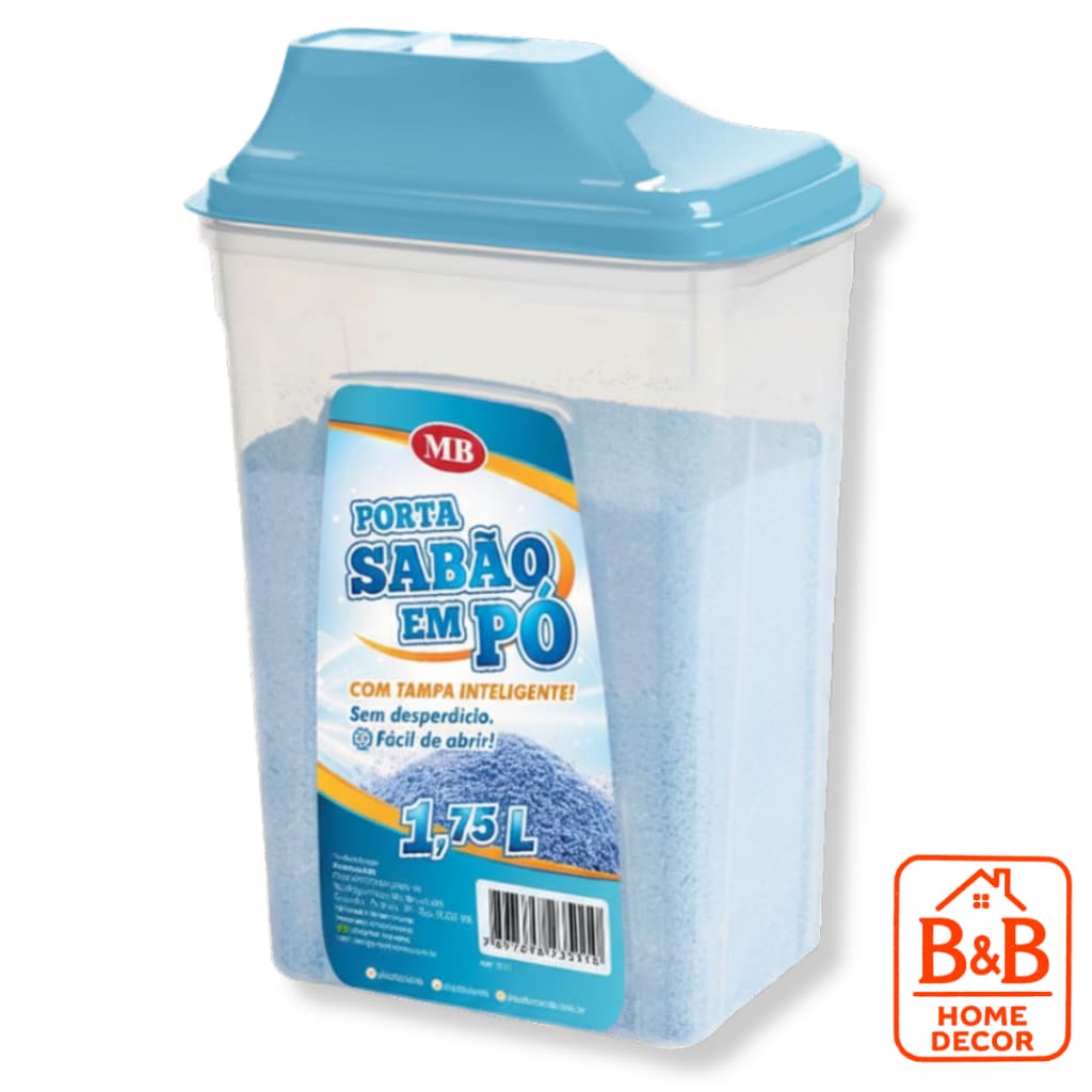 Porta Sabão em Pó Dispenser Dosador 1,75L ou 1KG Organizador Lavanderia Vedação Forte Não Empedra