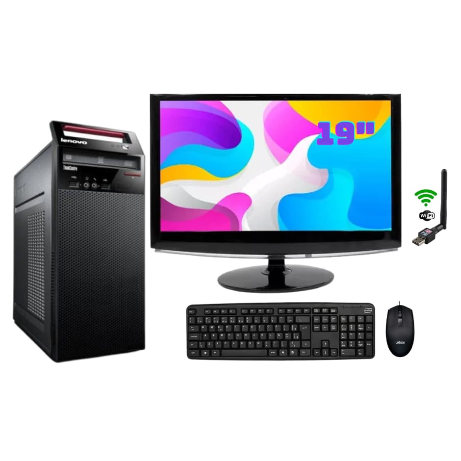 Computador Completo Lenovo Core i3 de 4ª Geração 8gb ram 500gb Sata Wifi Trabalho Estudo Tela 19"