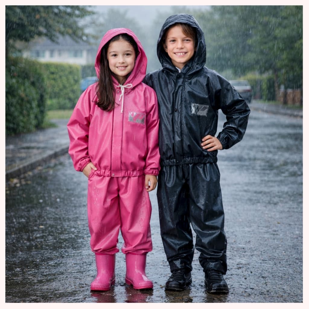 Capa De Chuva Conjunto Infantil Pvc Pantaneiro Menino Menina Reforçada com Capuz