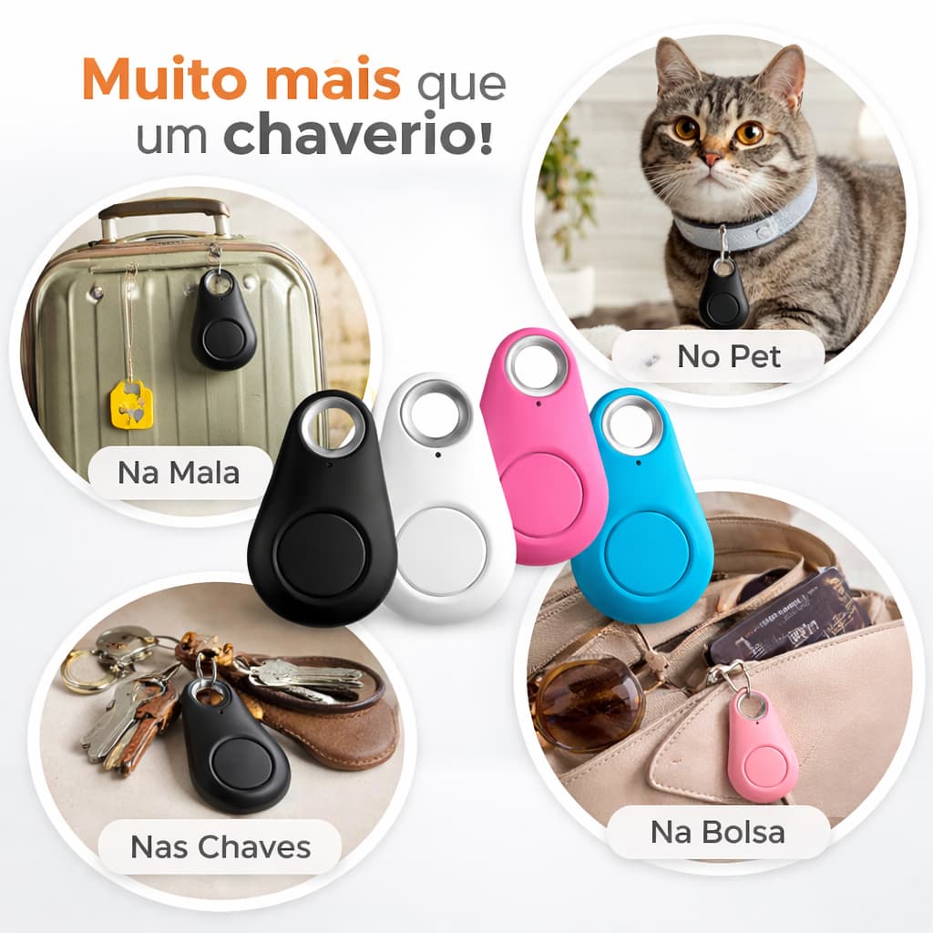 Rastreador Bluetooth Anti Perda Tag Inteligente Localizador de Chaves Mala Bolsa Android iOS