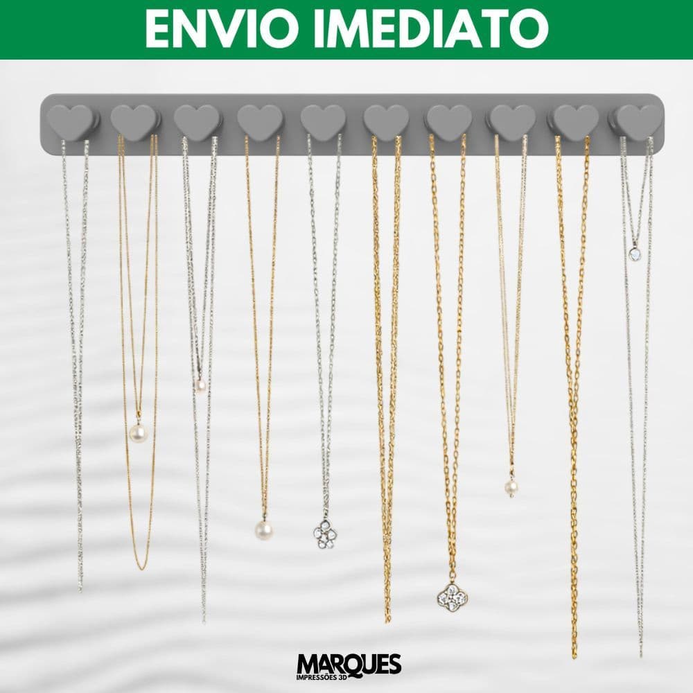 Organizador de Joias Gancho Coração Porta Bijuterias Colares e Pulseiras