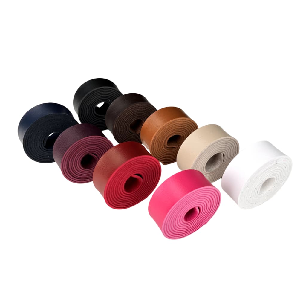 Kit com quatro tiras de couro sintético montana várias cores medindo 3cmx 1.40 metros