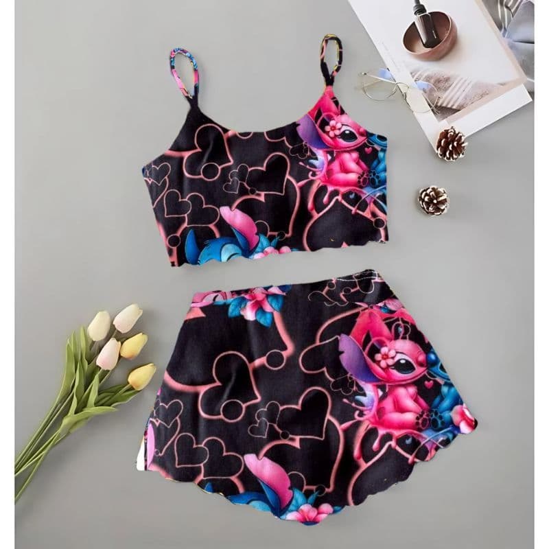 Pijama Croped doll Personagem Suede Baby Doll Short doll blogueirinha