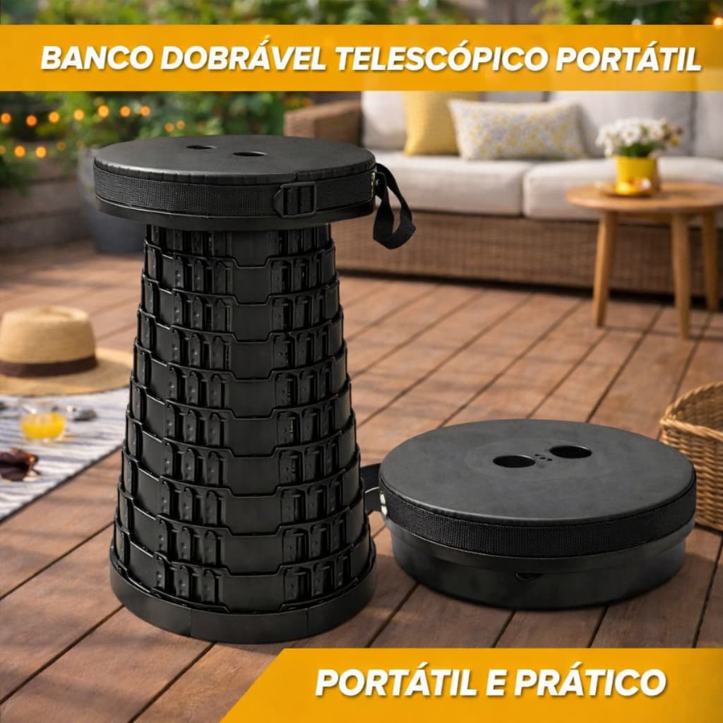 Banqueta Retrátil Banco Camping Pesca - Telescópico Portatil