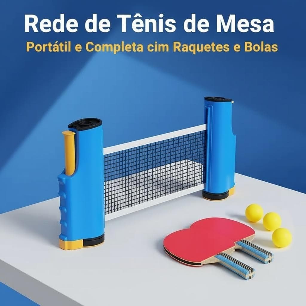 Conjunto Completo de Ping Pong Portátil | Rede Ajustável, Raquetes e Bolas | Diversão Interna e Externa para Toda Famíli