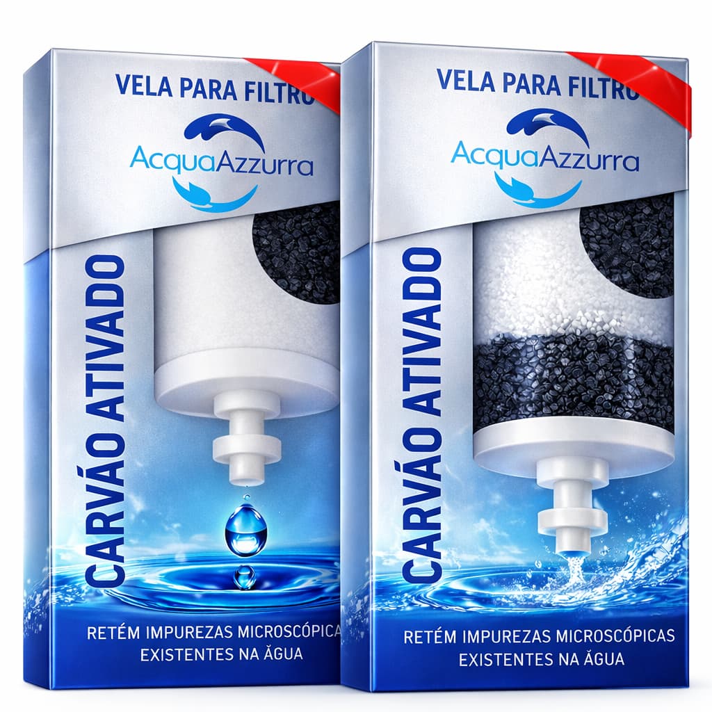 02 Velas Filtro Barro Carvão Ativado Alcalina Dupla Ação - SERVE PARA TODOS FILTRO BARRO