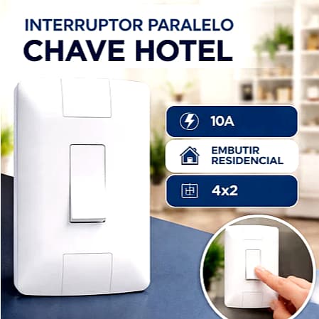Interruptor Paralelo Chave Hotel 1 Tecla 10A 250V 4x2 Aria Tramontina Branco Embutir Residencial