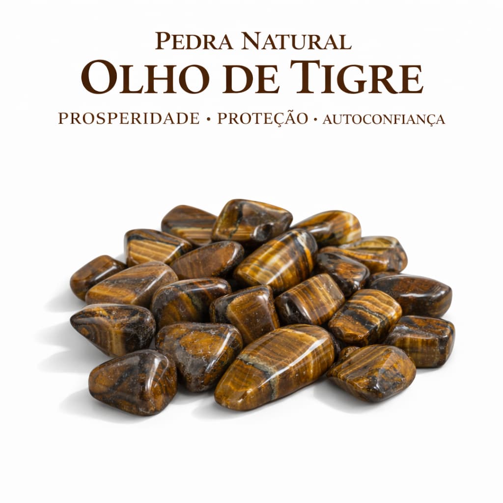 Olho de Tigre Pedra Natural Cristal Rolado Original para Prosperidade Proteção Autoconfiança 5cm Envio Rápido