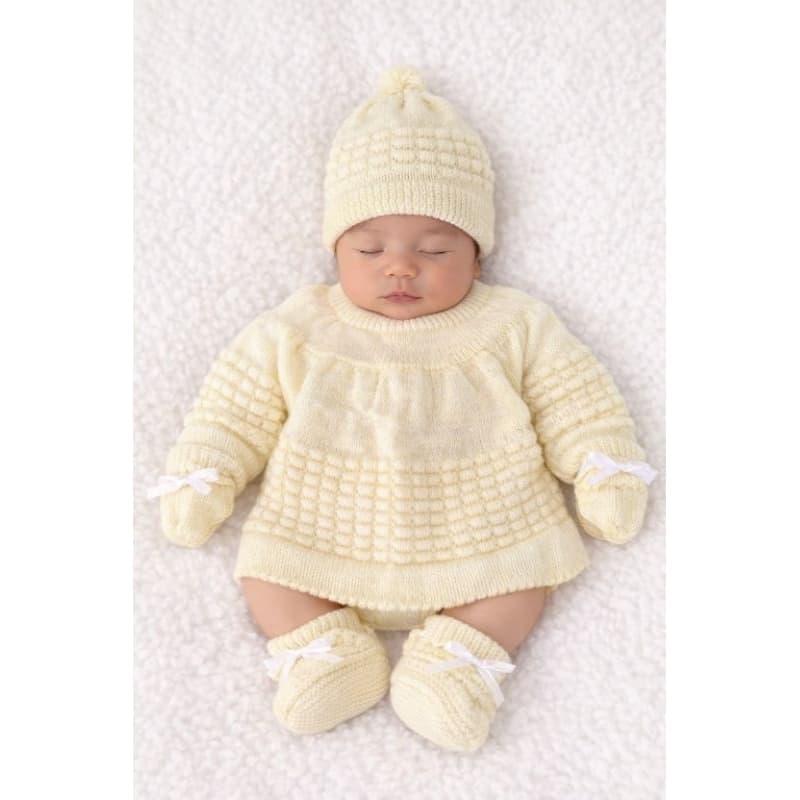 CASACO DE BEBÊ - TAMANHO RN - KIT DE GORRO, LUVINHA E SAPATINHO - LÃ - TRICÔ - SAÍDA DE MATERNIDADE