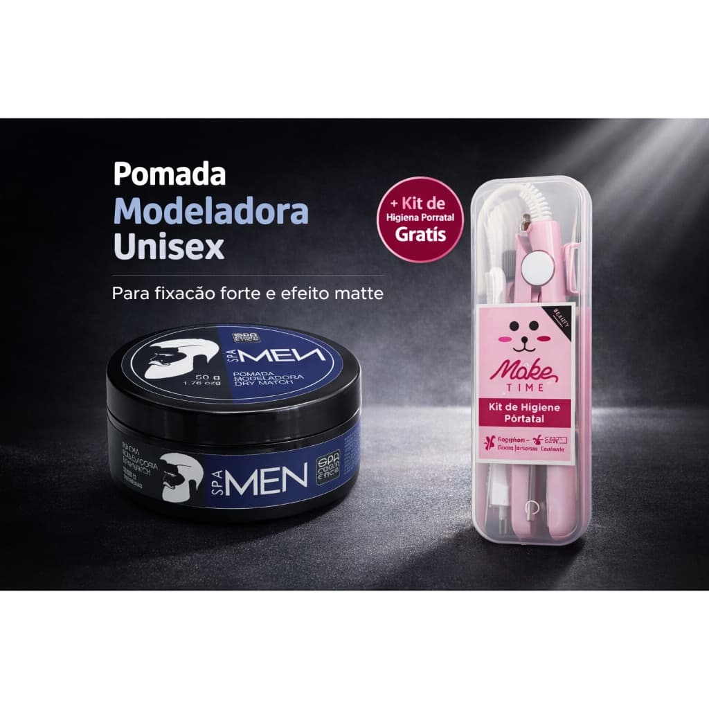 5 pomadas Dry Match Modeladora com Spa Men 50g -Define Cachos, Efeito Seco, Modela Fixação Profissional