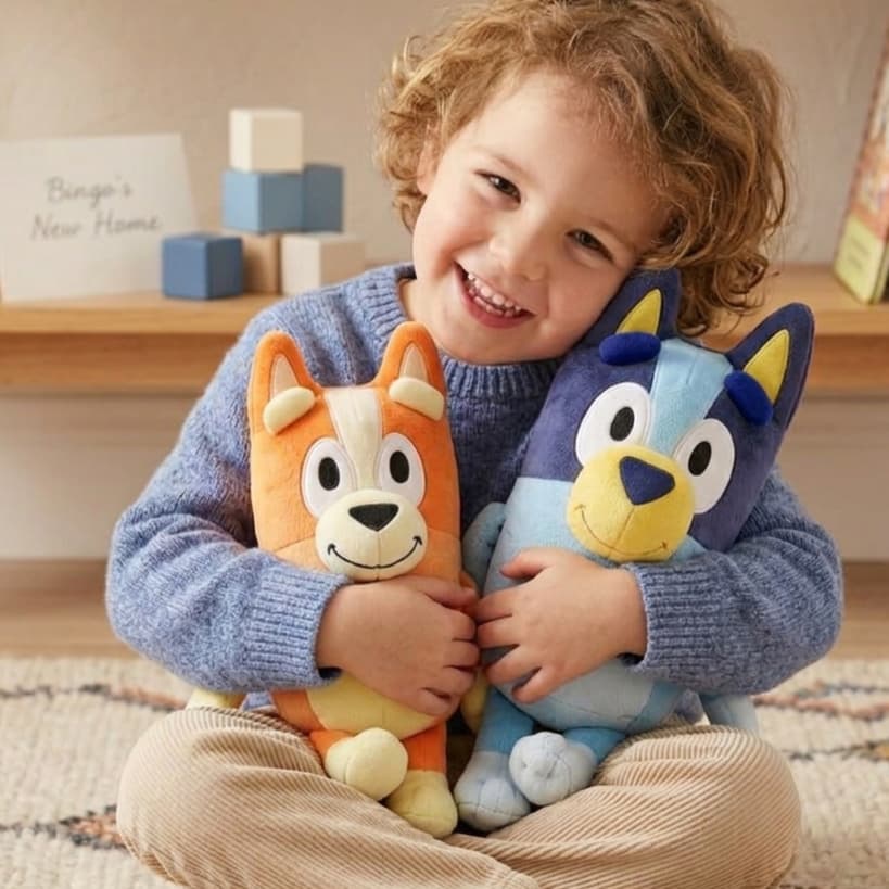 Brinquedo de Pelúcia 30cm cachorrinho azul ou laranja bin go e  bl u e y